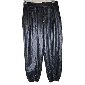 Banana Republic NWT Women's Black Vegan Leather Joggers Size 6 NEW t3